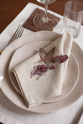 Embroidery Napkin Leaf Purple (set of 4)