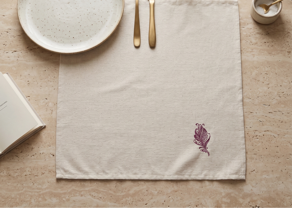 Embroidery Napkin Leaf Purple (set of 4)