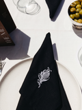 Embroidery Napkin Leaf White (set of 4)